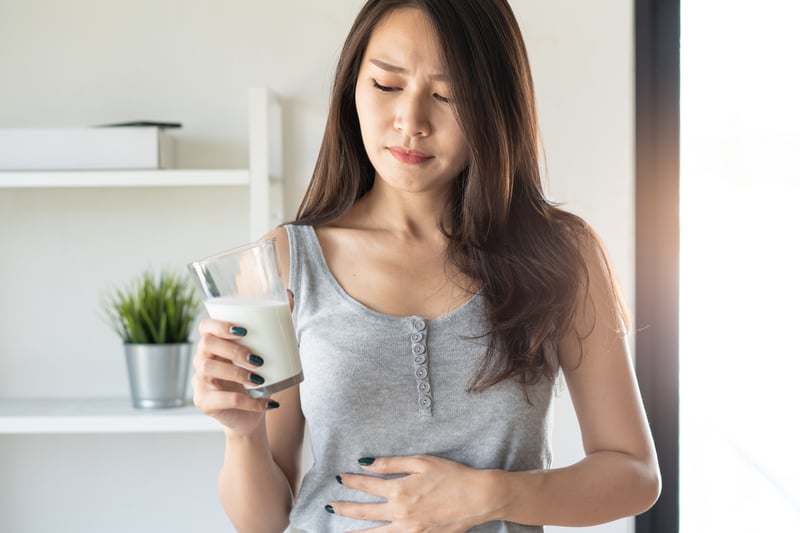 Woman with lactose intolerance