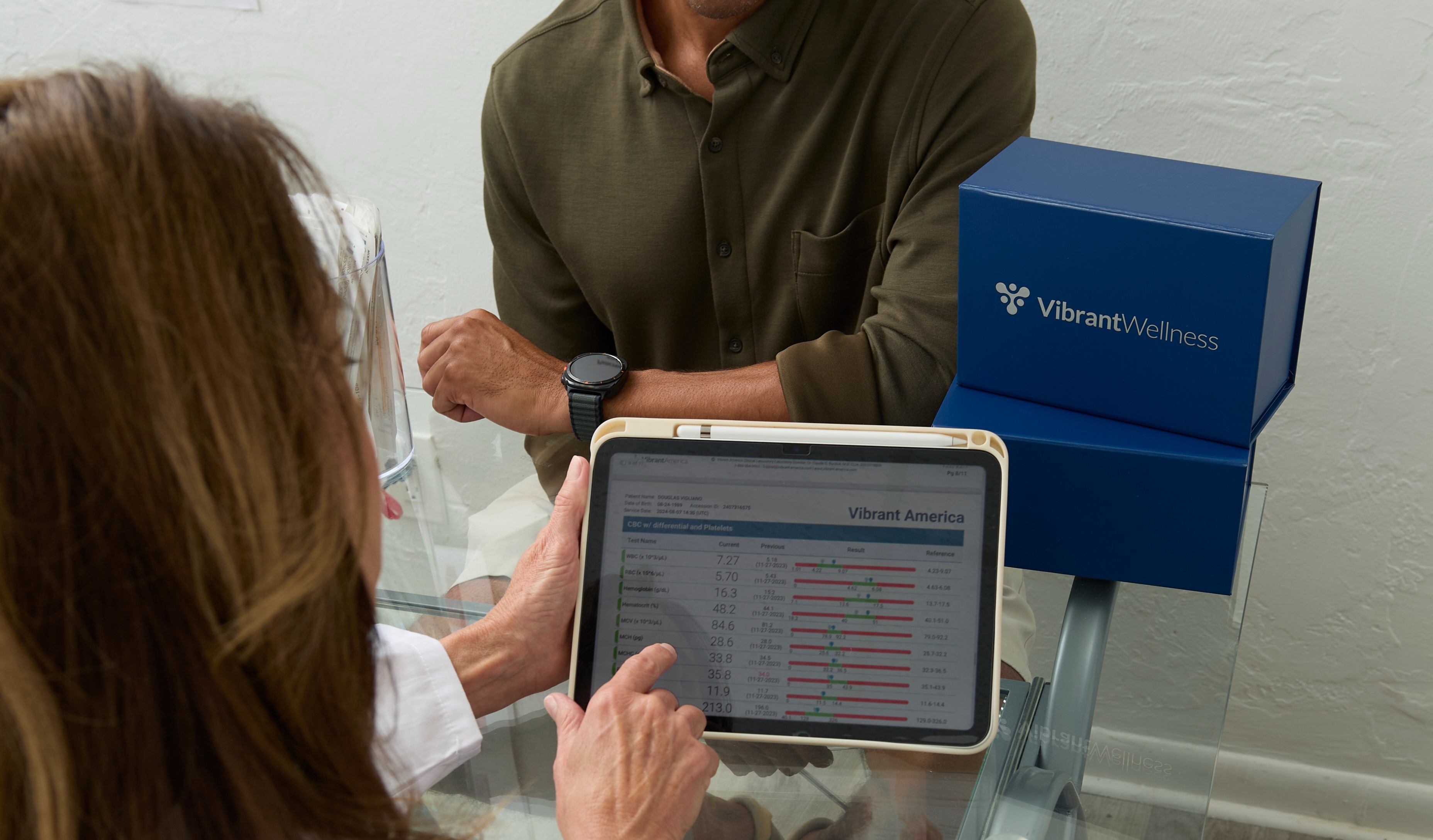 Provider going over Vibrant results with patient