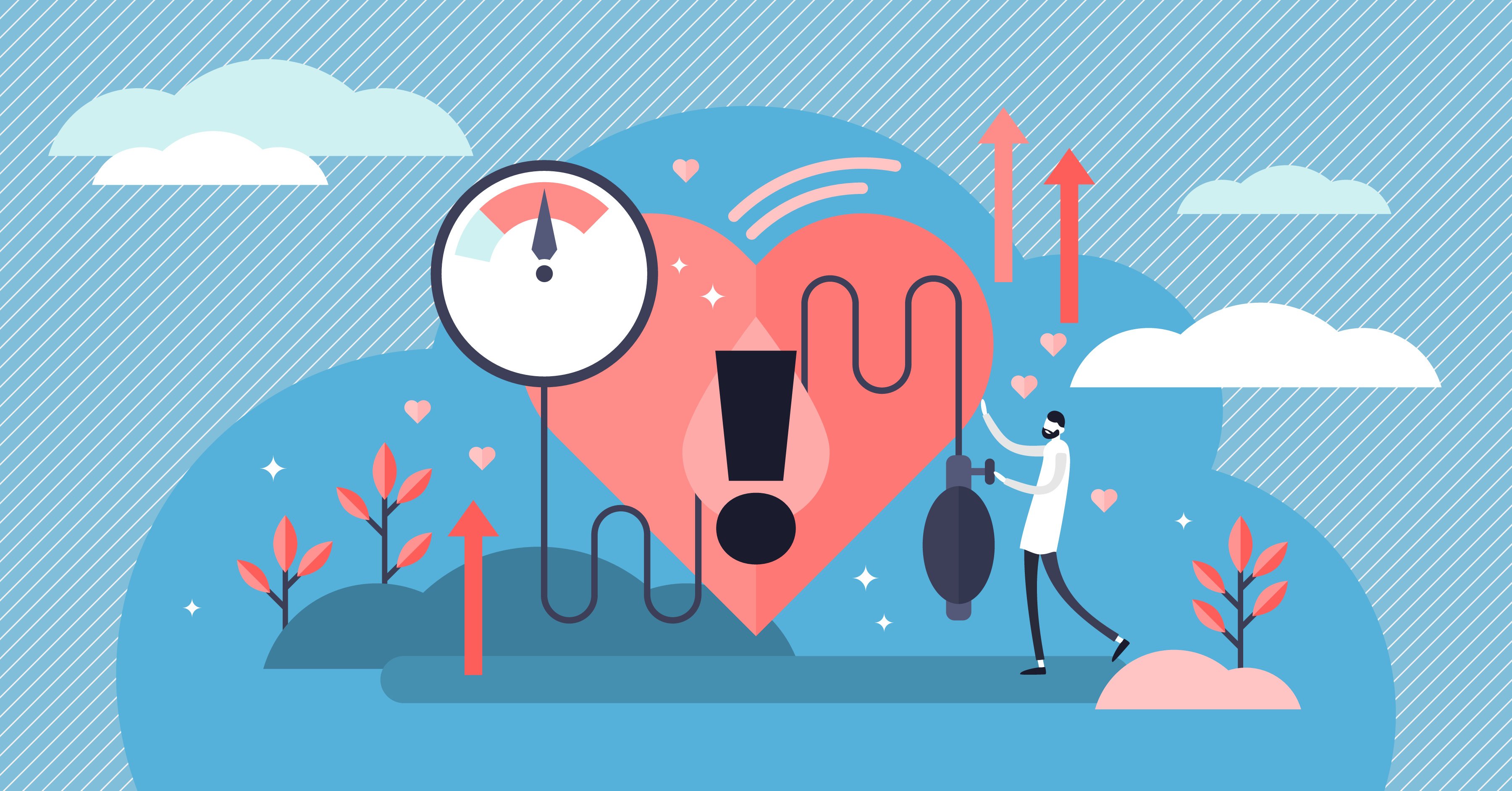 Graphic cartoon image. Large heart with a centered exclamation point.